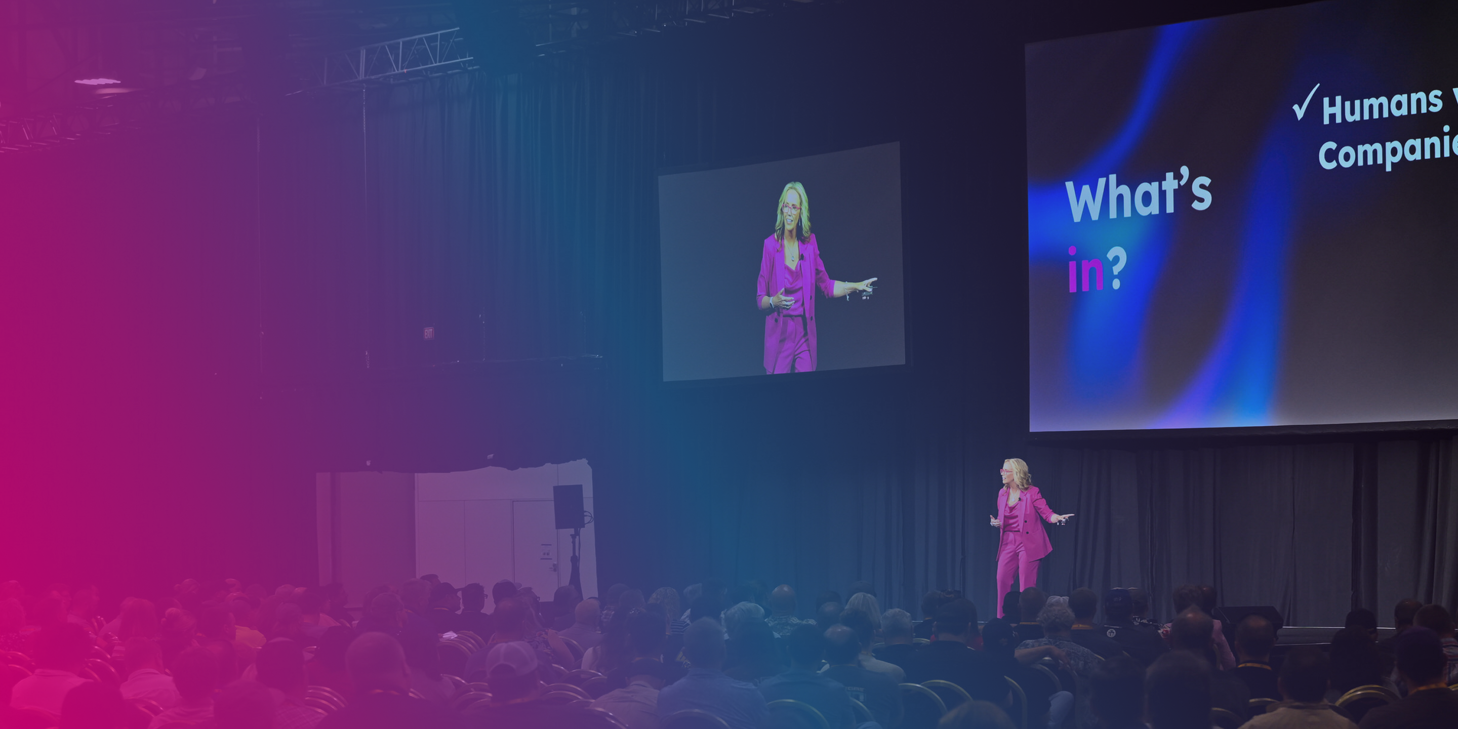 Shawna Suckow on stage delivering her keynote